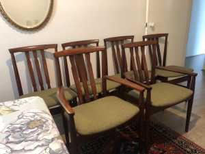 MID CENTURY DINING CHAIRS X 6