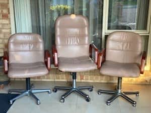 Vintage leather office chairs - set of 3