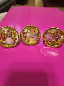 Miniature Limoges painted plates set of 3