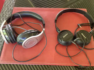 2 Sets of headphones. One is Sony, I think the other is Beats $10 each