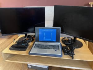 HP Probook laptop and monitors