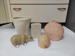 Bundle Lot x Stone and Ceramic Decorative Wares Vase Box etc