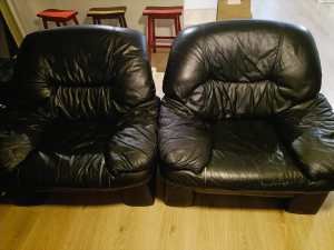 2x Genuine Leather Arm chair 