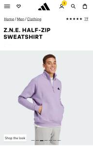 Brand New Adidas Men’s Medium ZNE Half Zip Sweatshirt Jumper