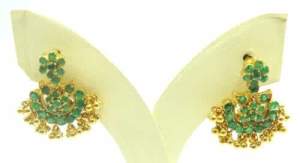 22ct Natural Emeralds Yellow Gold Earring Pierced 10.39G- 000500282848