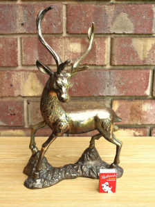 Vintage Mid Century Brass Deer Stag