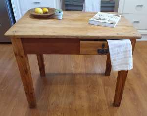 Vintage farmhouse table with drawer