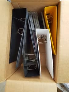 A4 ring binder Folders in black, yellow, white, and CD casesblack