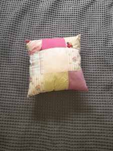 Hand sewn small throw pillow pink