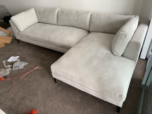 Large L Shaped Grey Couch with detachable pillows
