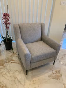 BRAND NEW grey fabric armchair