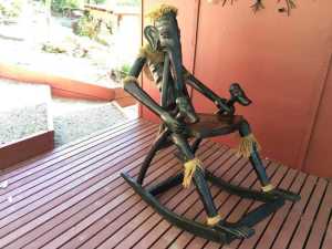 WITCHDOCTORS CARVED TREE ROCKING CHAIR-VERY RARE-BLACK TEAK
