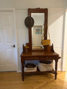 Hall/ Entry stand with mirror and hooks/ draws