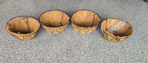 4 Decorative Black Steel Hanging Baskets 