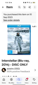 Interstellar blue ray DVD 