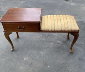 Antique telephone table and chair