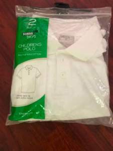 2x Kids white polo shirts size 16-brand new!!