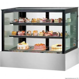 SSU90-2XB Black Trim Square Glass Cake Display 2 Shelves 900X700X1100