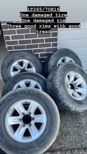 10 assorted tyre with rims.