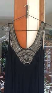 Long black dress with gold beading - size 8