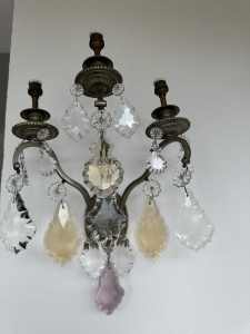 French pair wall lights/scones amethyst yellow citrine