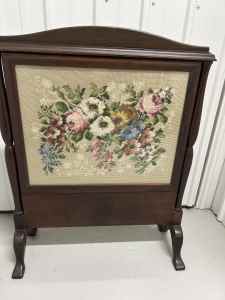 Vintage tapestry fireplace screen