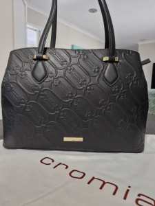 Italian CROMIA beautifully hand-crafted black leather handbag