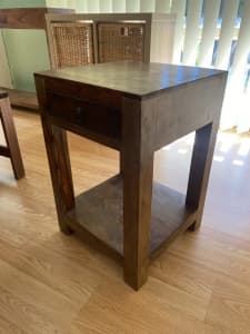 Sheesham wood bedside table. Size: 40cmL 40cm W x 59cm H