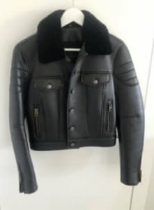 Coach Leather Jacket with sheep shearling collar