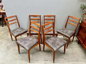 Set of 6 Restored Mid-Century Dining Chairs in Japanese Oak