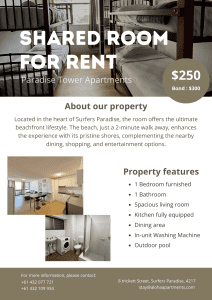 SHARED ROOM FOR RENT - SURFERS PARADISE