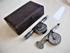 2 ANTIQUE TACHOMETERS-TABOR & GOODELL-PRATT IN LEATHER PADDED BOX