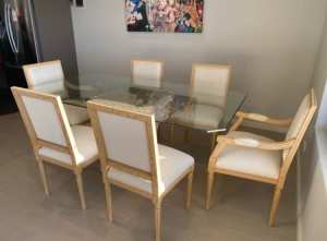 Dining table and 6 chairs.