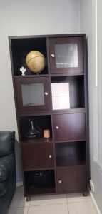 Brown 2 piece stacked cabinet