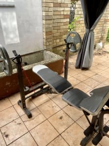 Home gym and Weights with a tent