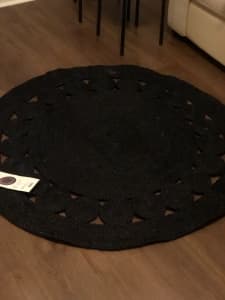 Jute Round Rug X 2 available in Charcoal colour 