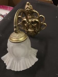 1 x Retro Antique Vintage Brass Glass Lamp