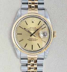 Rolex Datejust Tiffany & Co Dial 16233 Box and Papers (1991) GST INC