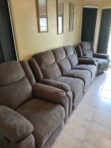 Barely Used Grey Suede Manual Recliner Lounge