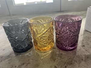 7 x 6 Coloured tumbler glasses