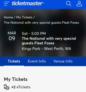 The National: Deck Standing - Sat 9th March, Kings Park, Perth