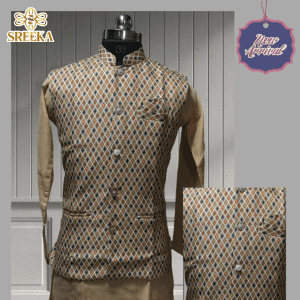 Vastramay Floral Pattern Nehru Jacket For Men