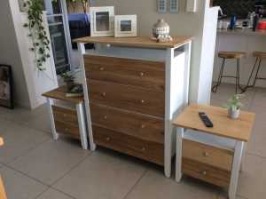 Tallboy and Bedside Tables x 2