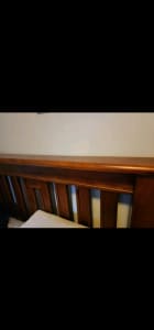 Hard wood Queen bed frame with firm mattress in great condition