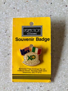 World Expo 88 Souvenir Badge on Original Card