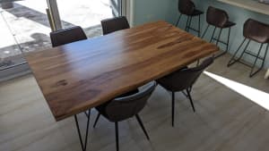 Solid Hardwood 1.9m Dining Table (6 People) with Matte Black frame