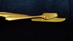 Vintage knife and fork gold tie clip