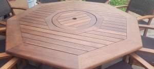 Octagonal 8 seater outdoor table with Lazy Susan