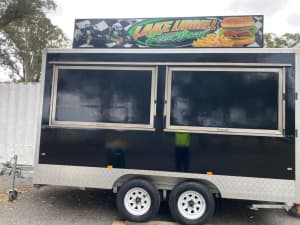 4.5m x2.4m J and A food trailer with electric brakes and 11 months reg