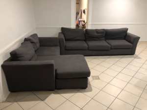 Lounge grey fabric 5 seater with chaise